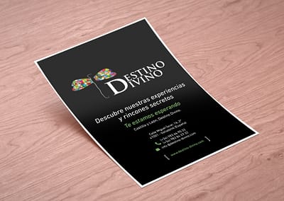 Diseño editorial del flyer de Destino Divino para Fritur 2017